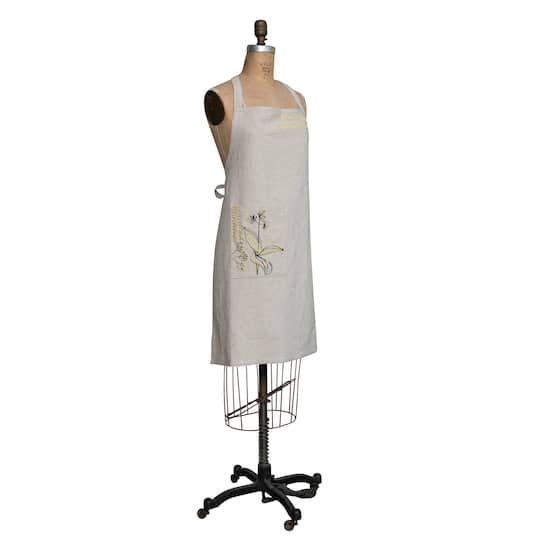 Hello Honey® Hand-Embroidered Flower Design & French Knots Cotton & Linen Apron